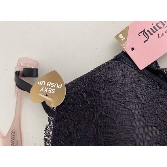 Juicy Couture Sexy Push Up Bra Size 34B Black Lace JC8402C Padded NEW - Picture 2 of 9